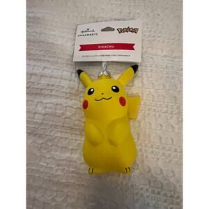 New Pokemon Blown Glass Pikachu Christmas Ornament